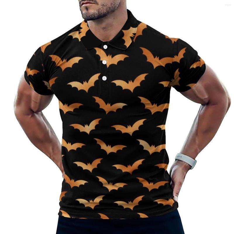 

Men' Polos Spooky Bat Bats Casual T-Shirts Halloween Print Polo Shirts Turn-Down Collar Streetwear Shirt Summer Men Graphic Plus Size 5XL, Style-3