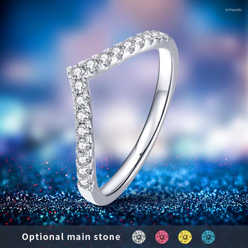 

Cluster Rings Fashion Series V Word 0.33ct 925S High Clarity D Color VVS1 Lab-Created CVD HPHT Moissanite Diamond For Women
