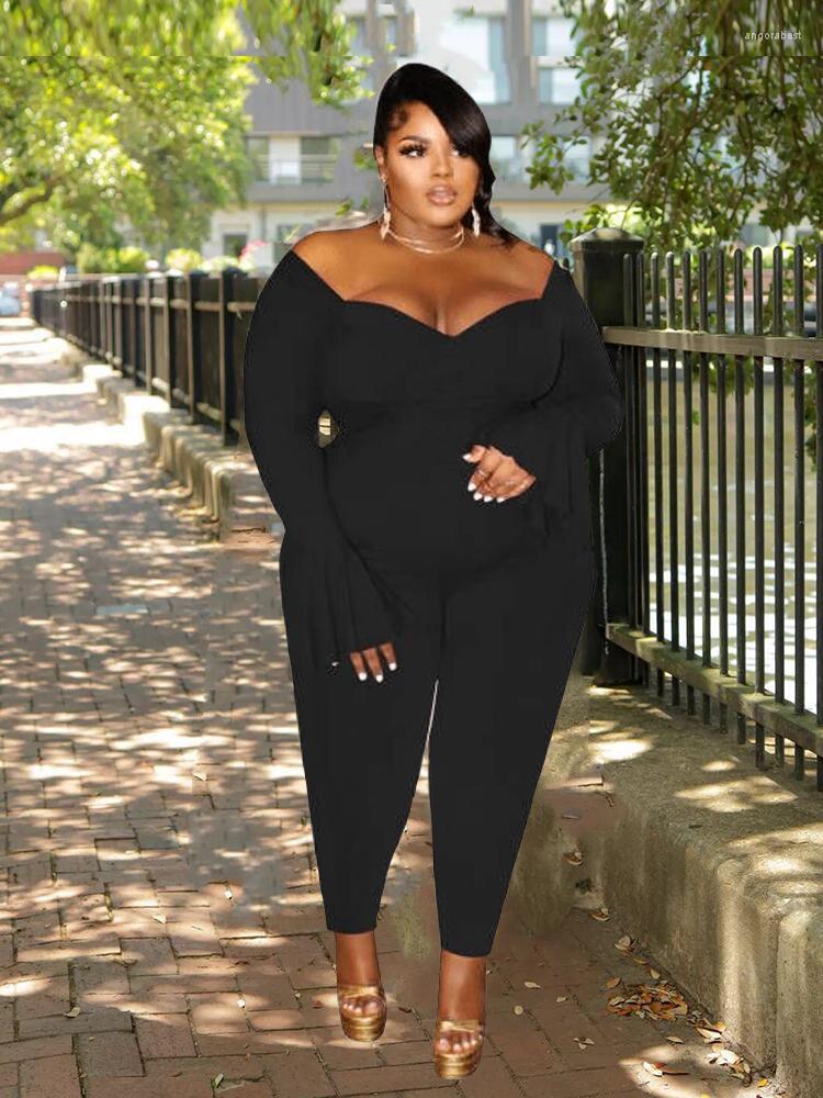

Pants Woman Jumpsuit Long Sleeve One Piece Plus Size Women Sexy Off The Shoulder Wholesale Bulk Drop, White