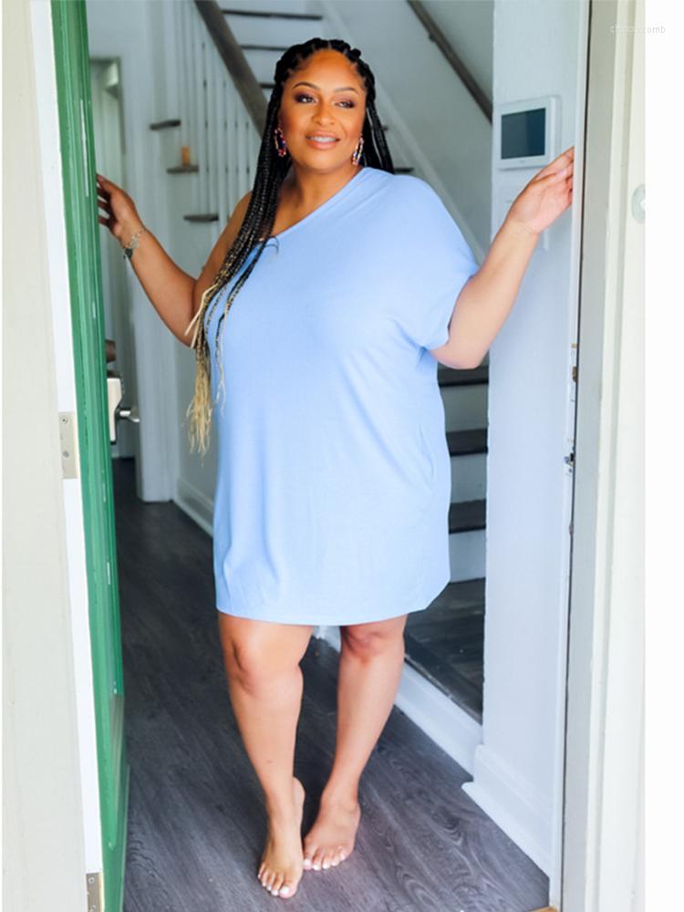

Plus Size Dresses Summer Elegant Casual Women Solid Dress One Shoulder 3xl 4xl 5xl Homewear Wholesale Bulk Drop, Black