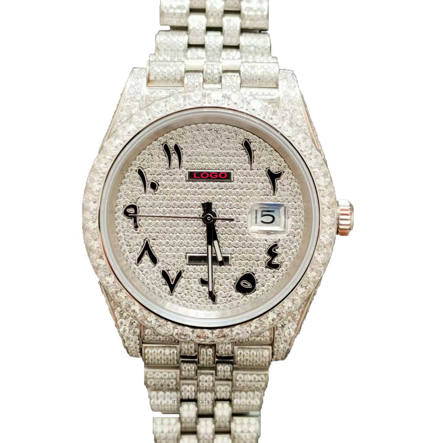 

High Quality Fashion Iced Out WatchesMens Wrist Luxury Round Cut Lab Gr 5P1F