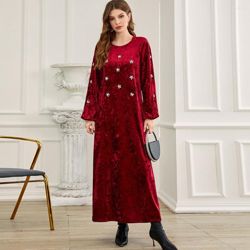

Ethnic Clothing Winter Muslim Clothes Elegant Velvet Dresses For Women Turkey Islam Abaya Dubai Kaftan Maxi Robe Caftan Marocain