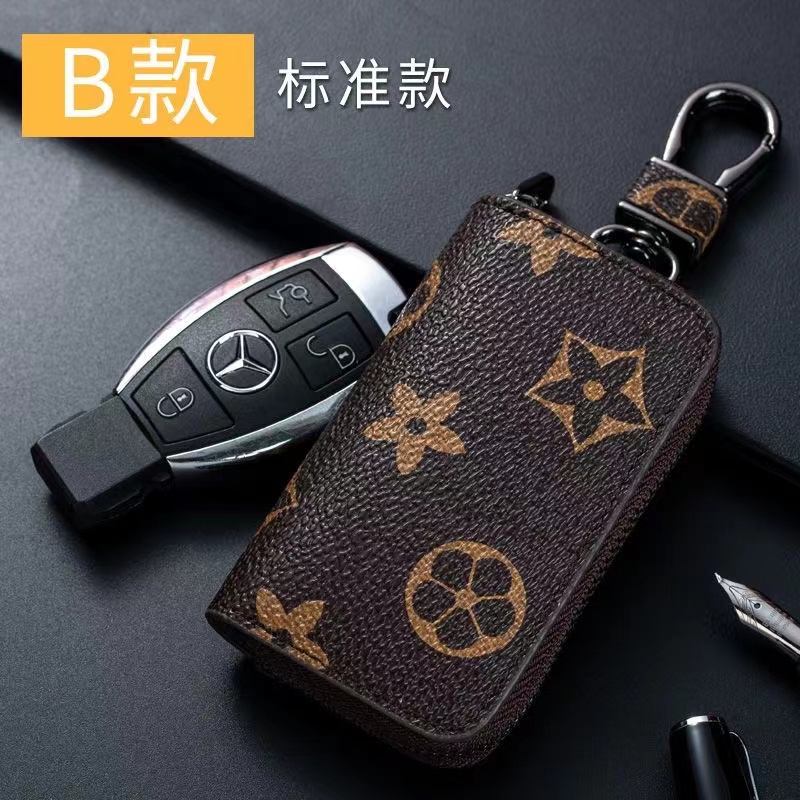 

Fashion New Car Key Case Male Key Wallets PU Leather Keys Holder Women Smart Housekeeper Zipper Keychain Case Car Key Pouch Bag Wallet withbox, Black grid