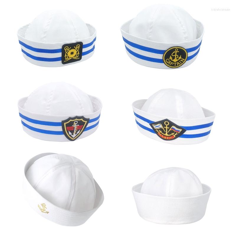 

Berets Fashion Navy Sailor Hat All-match Men Women Casual Stylish Uniform Roll Up Brim Ladies For Beach Summer, Blue belt 2