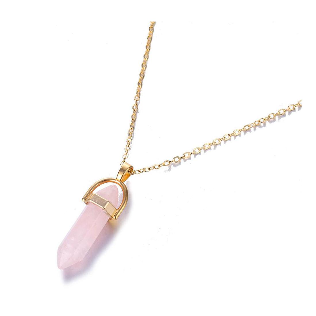 

Pendant Necklaces Personality Hexagonal Column Quartz Necklace Fashion Natural Stone Opal Pink Crystal Ladies Jewelry Drop Delivery P Dhfc6