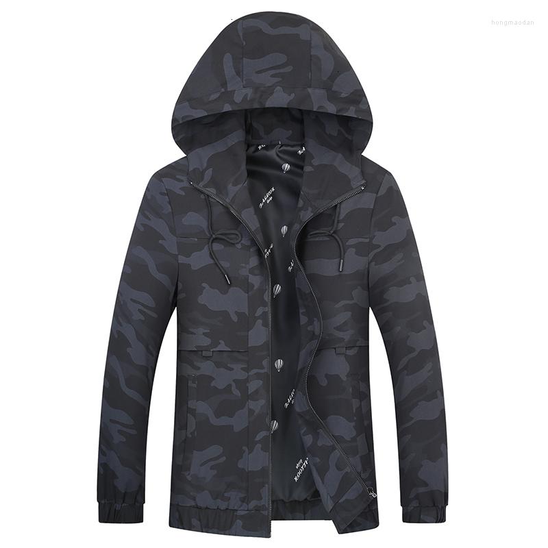 

Men's Jackets Spring And Autumn Big Plus Size 8XL 7XL 6XL Men Hooded Casual Jacket Coat Trend Brand Fashion Camouflage, Black