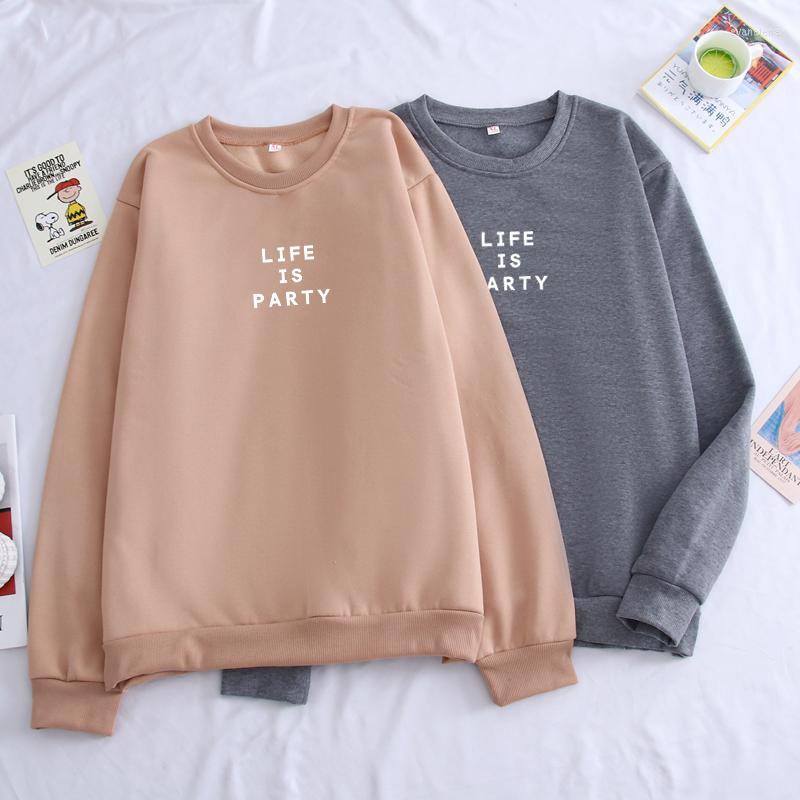 

Men's Hoodies Autumn Winter Warm Men Women Life Is Party Letter Printed Sweatshirt Streetwear Casual Fleece High Quality Pullover Tops, White