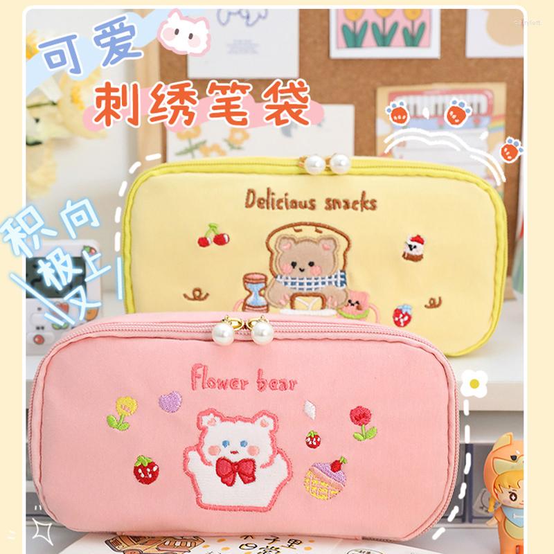 

Cosmetic Bags Ins Pencil Cases Women Cartoon Bear Cute School Pen Case Supplies Bag Large Capacity Kawaii Pencils Pouch Stationery WY88