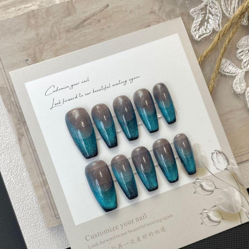 

False Nails Acrylic Press On Handmade Korean Full Cover Fake With Designs Professional Set For Girls, Xs