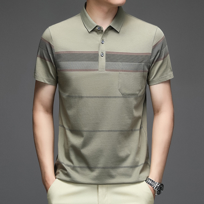 

Men's Polos Fashion Cotton Polo Shirt Men Short Sleeve Striped Summer Clothing Business Loose Men's Polo Shirt Tops Brand 230217, Black