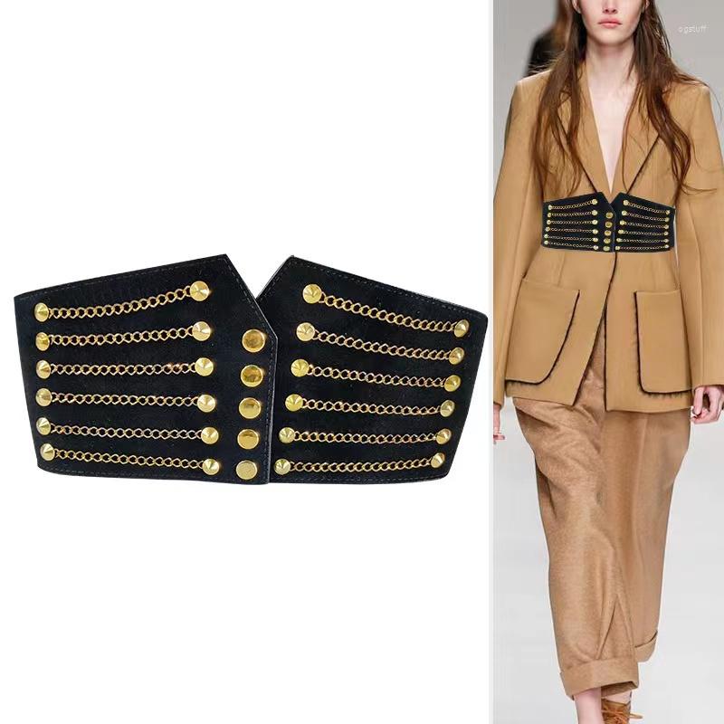 

Belts Fashion Extra Wide Belt Female Korean Version With Spot Black Rivets Waist Ornaments Versatile Elastic Waistband, White