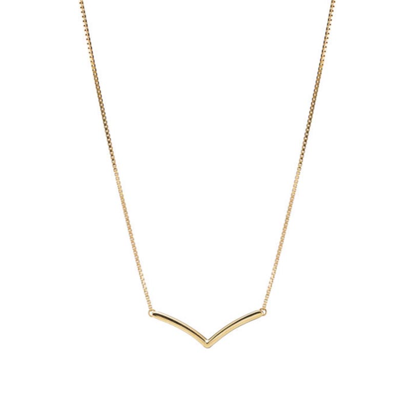 

Yellow Gold plated Polished Wishbone Necklace for Pandora Real 925 Sterling Silver Wedding Jewelry For Women Girlfriend Gift designer Necklaces with Original Box