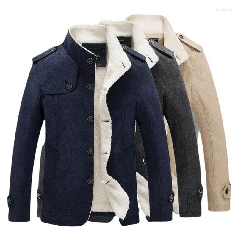 

Men's Down Parkas Men Autumn Winter Outwear Wool Jacket Velvet Warm Thickened Coat Stand Collar Asia Size M-6XL, Blue