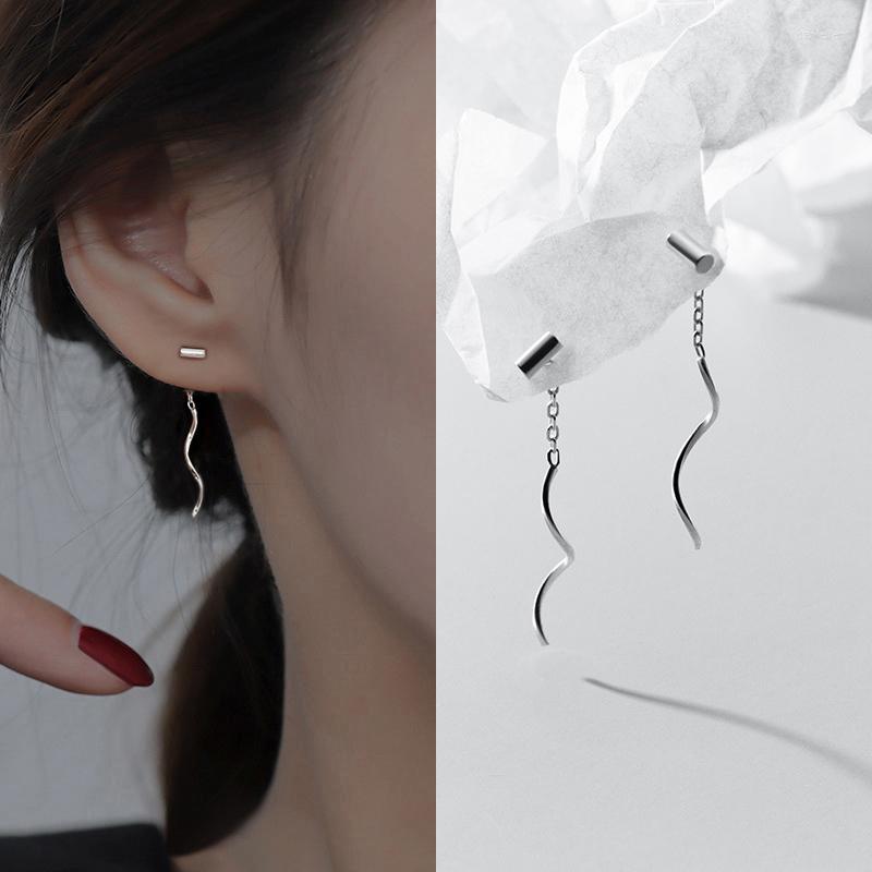 

Dangle Earrings Korean Silver Color Wavy Line Long Tassel For Women Simple Design Spiral Wedding Party Jewelry