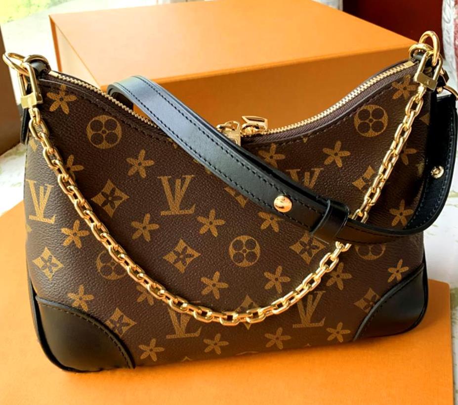 

New Single-Shoulder Cross-Body Bag Luxury Handbag Oxhorn Bags Designer Old Flower Fashion Chain Messenger Wallet Double Zipper, Old flower with khaki