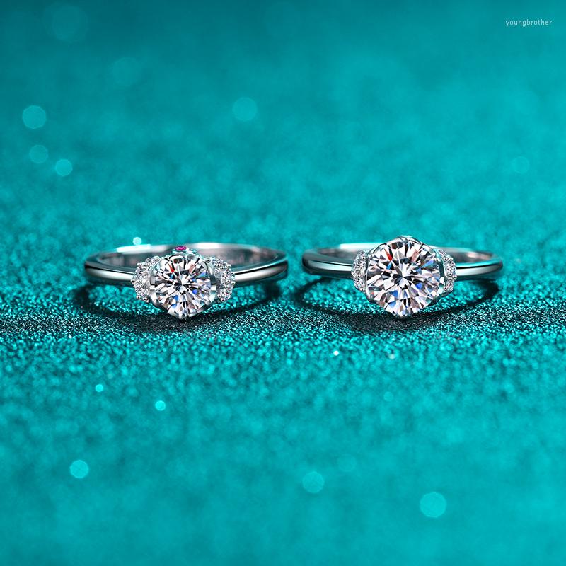 

Cluster Rings IOGOU Real Moissanite Diamond For Women 925 Sterling Silver 0.5 1.0 Crowns Engagement Ring 2023 Trend Jewelry