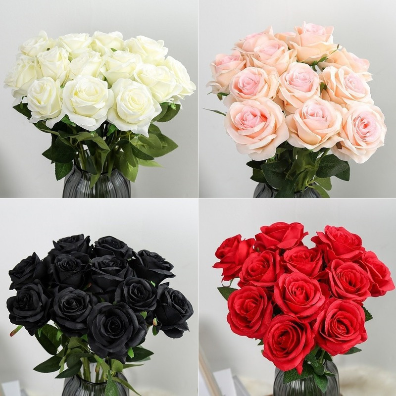 

Decorative Flowers Wreaths 12 Pcs Real Touch Silk Rose Flowers DIY Artificial Flowers Fake Rose for Wedding Party Home Decoration 230216, 10pcs purple