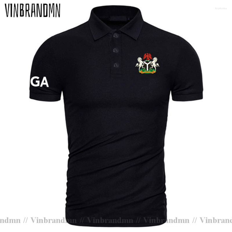 

Men's Polos Nigeria Nijeriya Nigerian NG Polo Shirts Cotton Tops Tees Men Fashion Nation Team Clothing Country Flag Design Brand, Black
