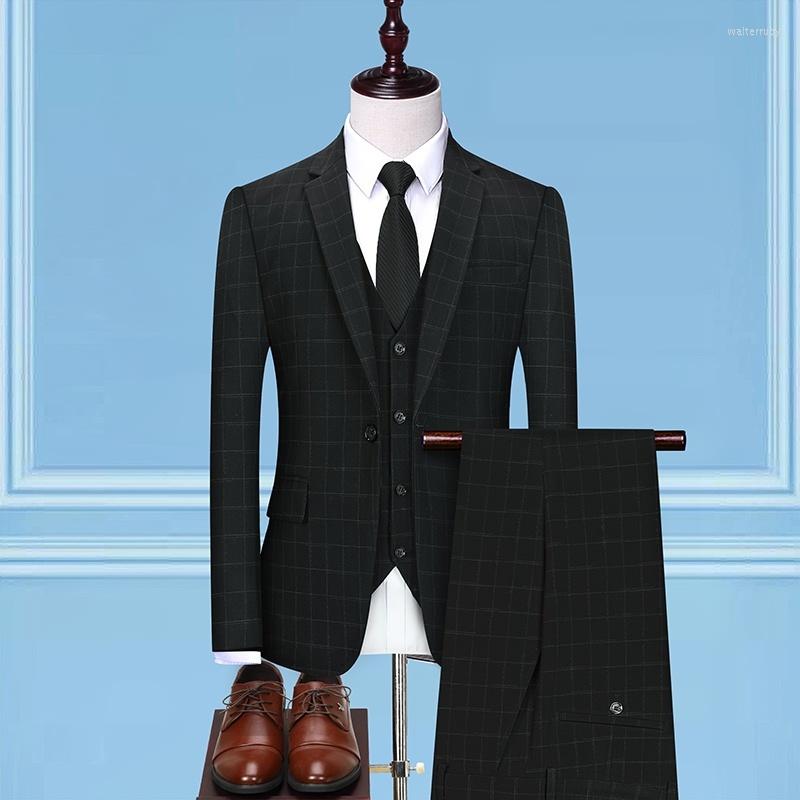 

Men's Suits High Quality (suit Vest Trousers) British Style Fashion Casual Party Wedding Dress Men's Slim Suit Three-piece, Black