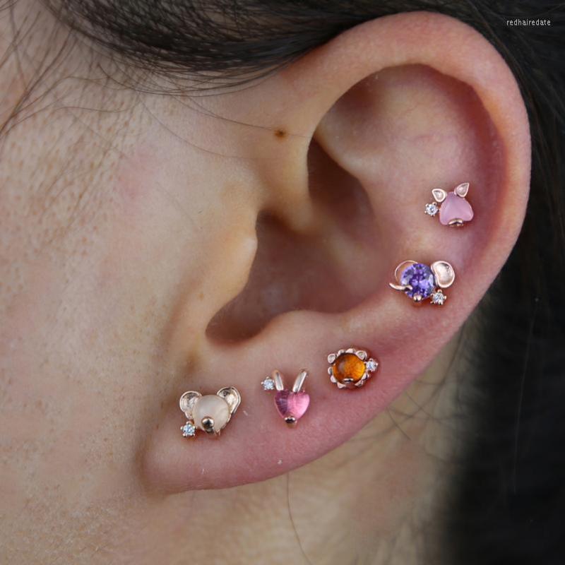

Stud Earrings Real 925 Sterling Silver Elephant Pig Animals For Women Girls Kids Fashion Fine Jewelry Wholesale