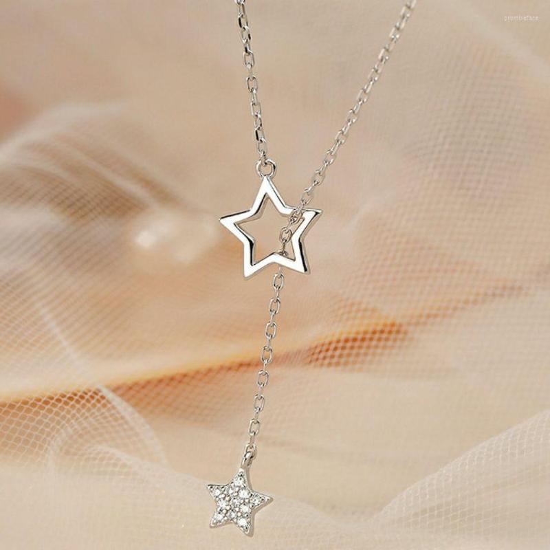 

Choker 2023 Fashion Women Silver Plated Cute Shiny Star Drop Necklaces Charm Woman Zircon Wedding Necklace Party Jewelry
