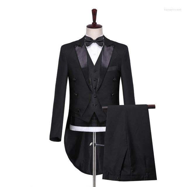 

Men' Suits Fashionable Gorgeous Men' Tuxedo Vintage Split Loose Novel Stage Performance Unisex Three Piece Suit (coat Vest Pants) Men, Black