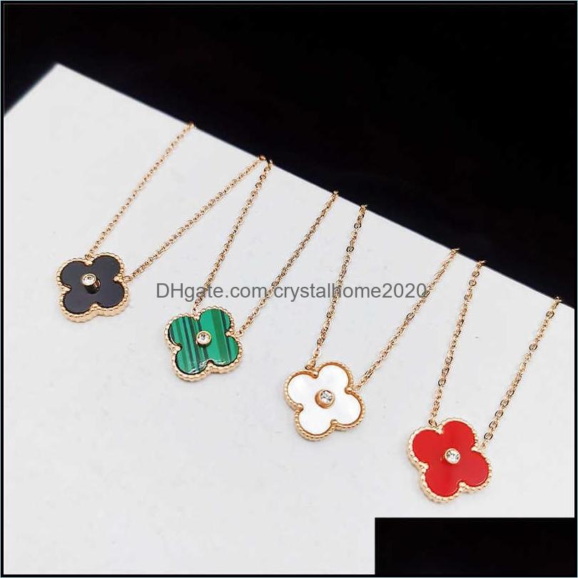 

Pendant Necklaces Fashion Korean 18K Rose Gold Green Clover With Cross Chain Choker Stainless Steel Necklace Jewelry For Women Drop Otrlv