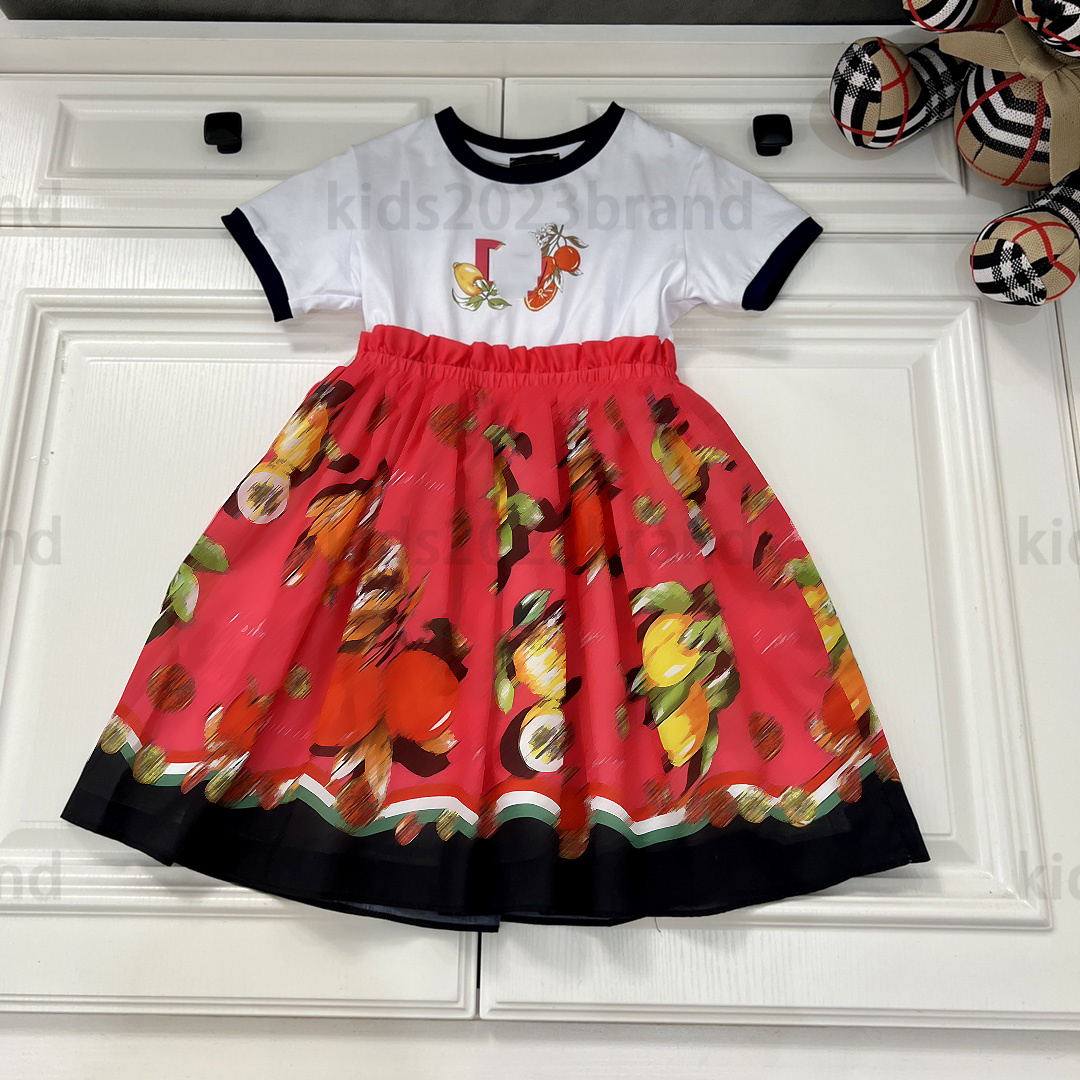 

2023SS girls stitching dress flower print cotton skirt high-end girls sports dresses summer princess dress brand designer kids pleated dress 90-160cm fashion skirts, 13#