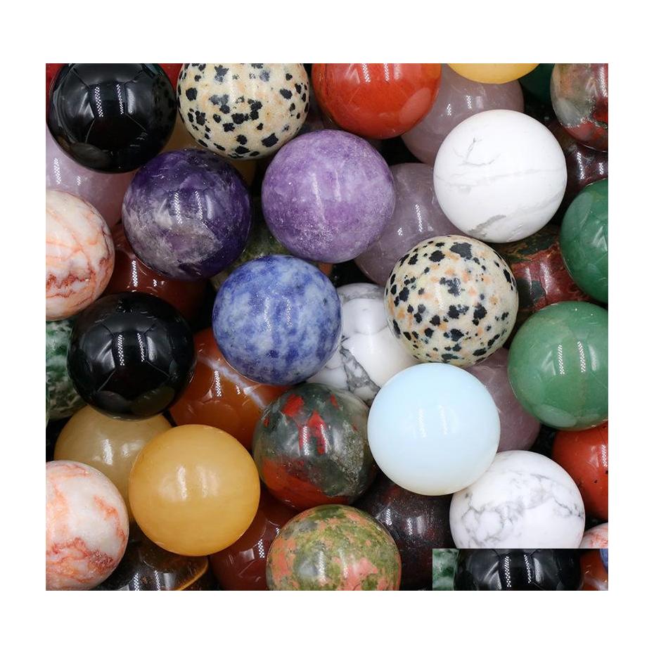 

Stone 20Mm Natural Loose Beads Amethyst Rose Quartz Turquoise Agate 7Chakra Diy Nonporous Round Ball Yoga Healing Gui Whole Drop Del Dhjlf