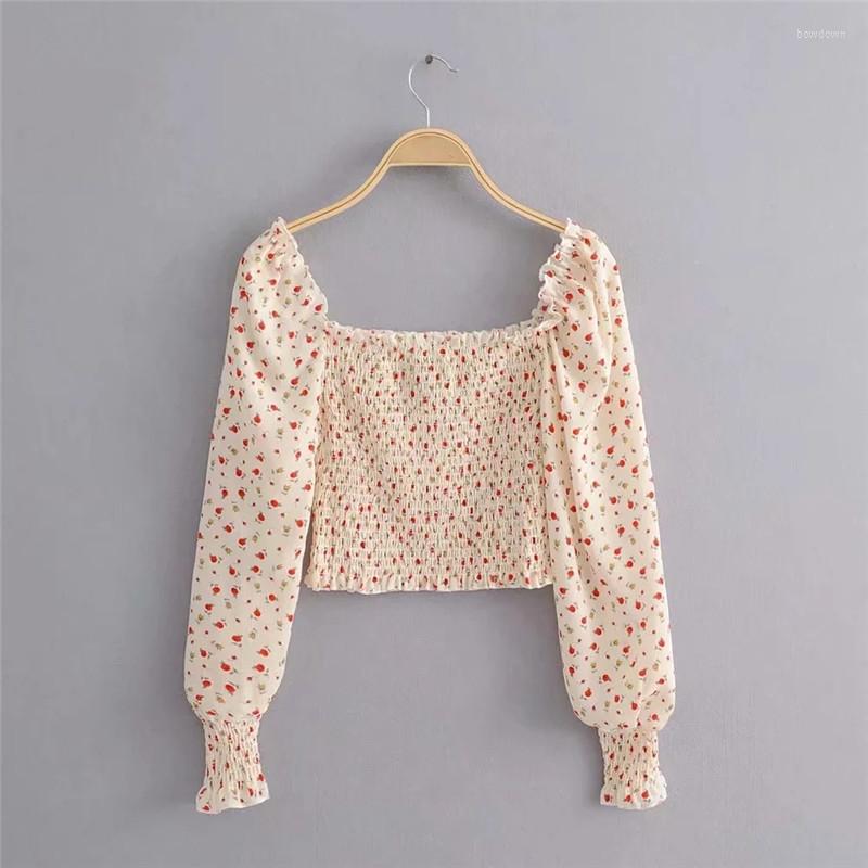 

Women' Blouses Fashion White Chiffon Print Blouse Shirt Off Shoulder Sexy Crop Tops Ruffles Pull Sleeve Summer Autumn Women' 2023, Picture shown