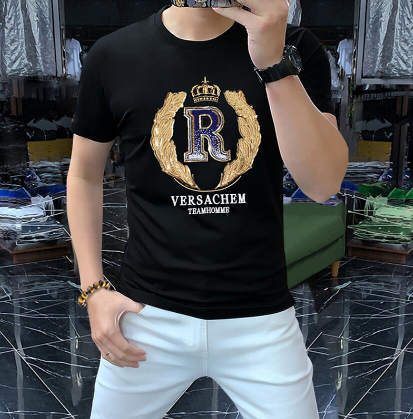 

2023 new Men's T-Shirts summer short-sleeved T-shirt men's sequin embroidery T-shirt spot fitted top, W1