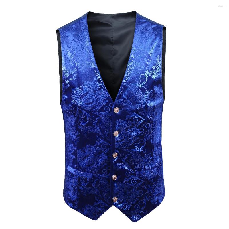 

Men's Vests Parklees Royal Blue Bronzing Vest For Men Party Wedding Classic Sleeveless Tuxedo Waistcoat Hipster Steampunk Slim Fit Suit, M71