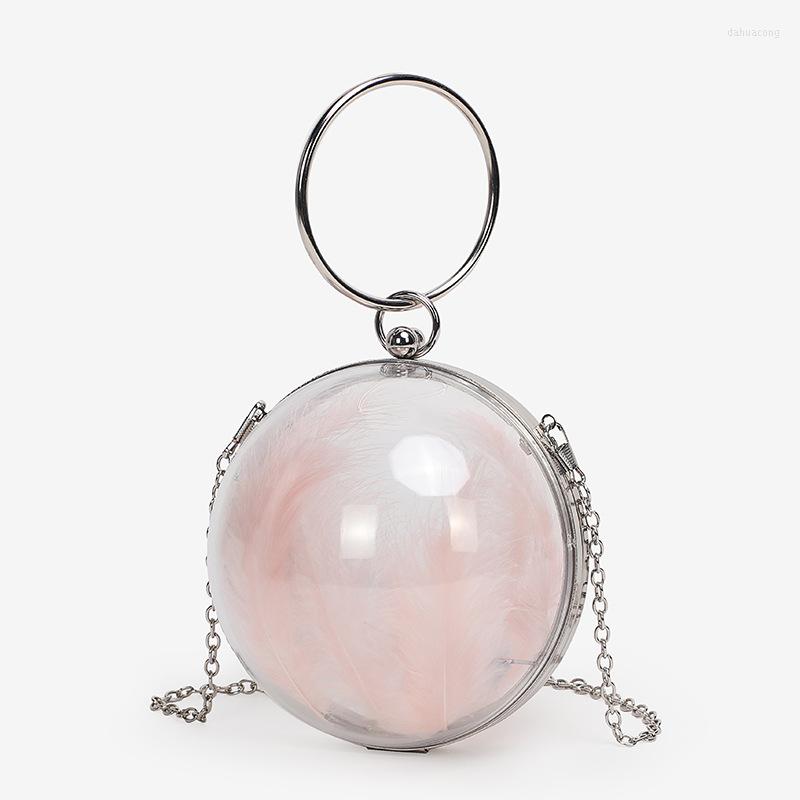 

Evening Bags 2023 Women Day Clutch Small Round Acrylic Ball Shaped Clutches Lady Handbag Wedding Party Purse Chain Shoulder Bag, Transparent