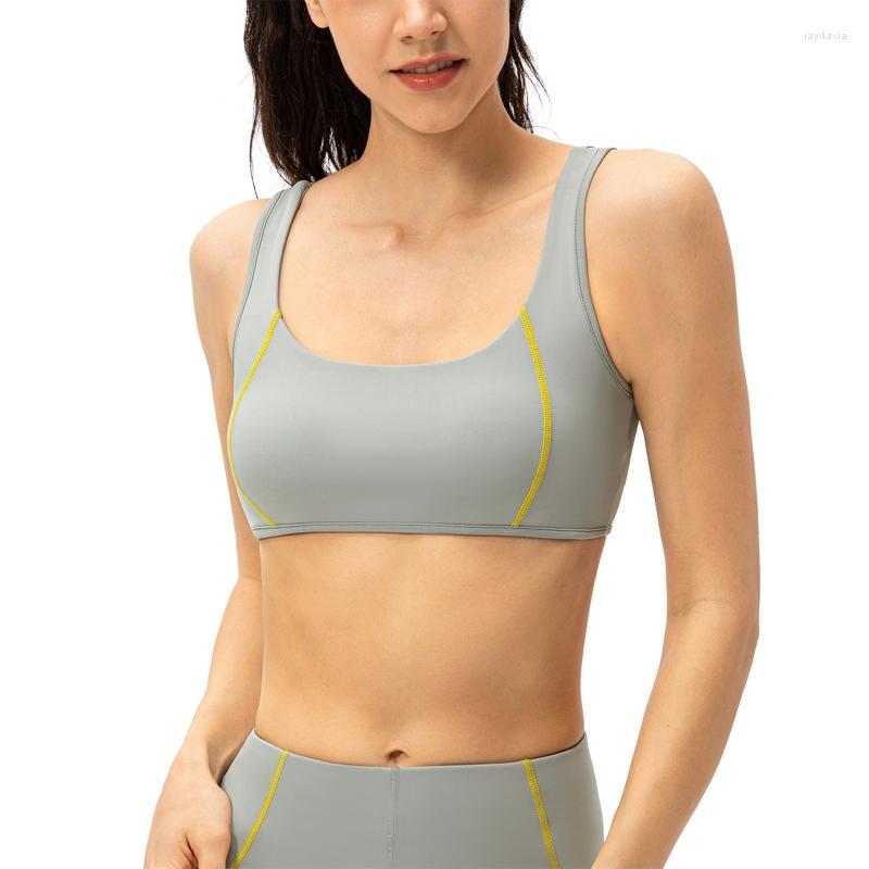 

Women's Tanks Fitness Shockproof Women Bra Fashion Sexy Hollowed Color Contrast Sports Vest, Black