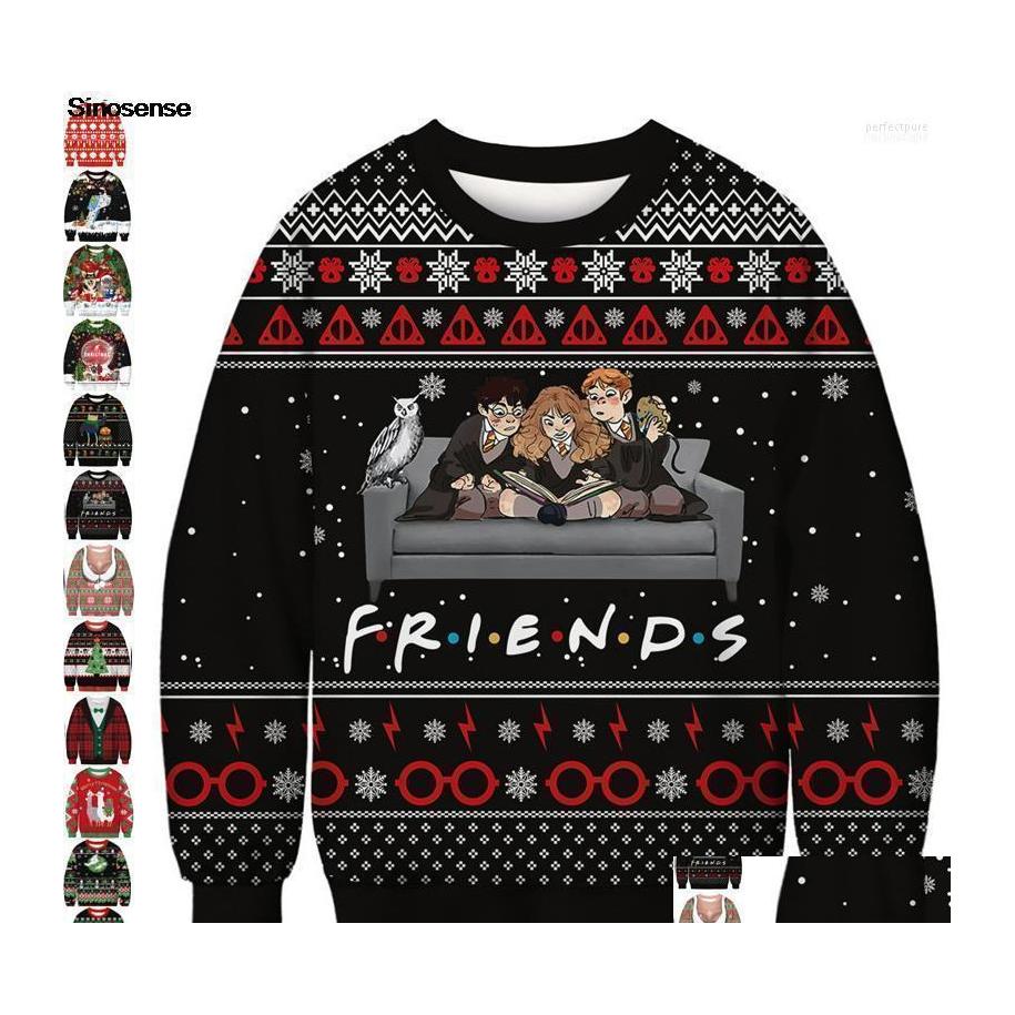

Men'S Sweaters Mens Ugly Christmas Sweater 3D Funny Print Jumpers Tops Men Women Autumn Long Sleeve Crewneck Holiday Party Xmas Swea Dhjlw, Bft144