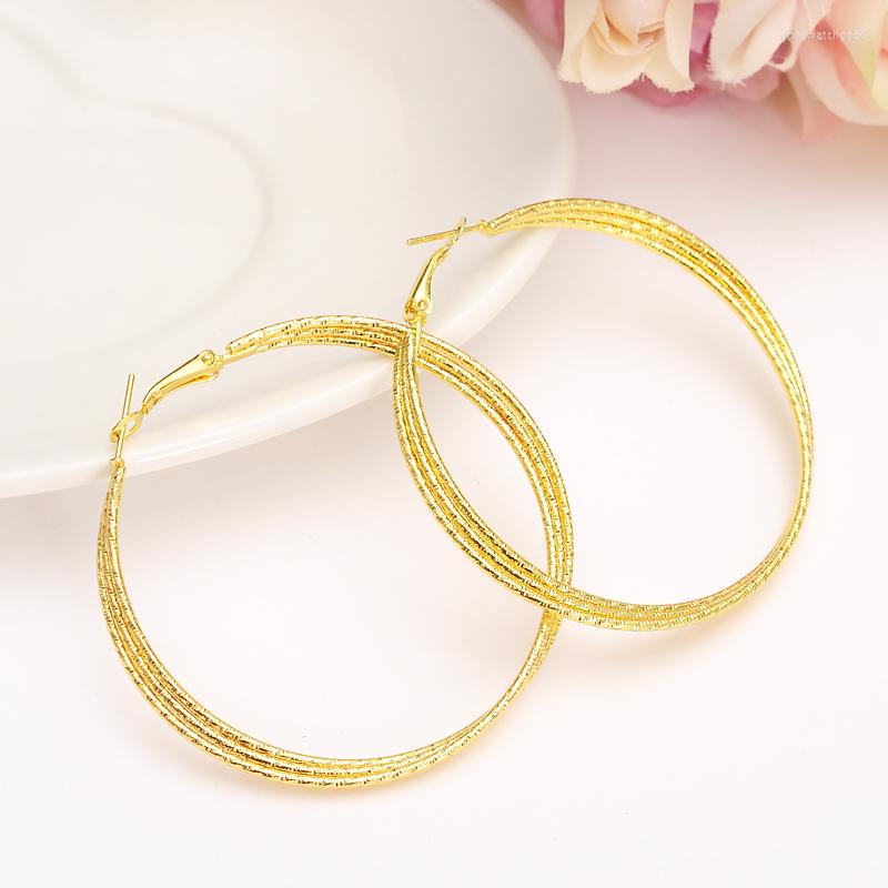 

Hoop Earrings BangruiGold Color Afican Big Round Fashion Jewelry Wholesale 60mm Diameter Large Women Gitls Gift