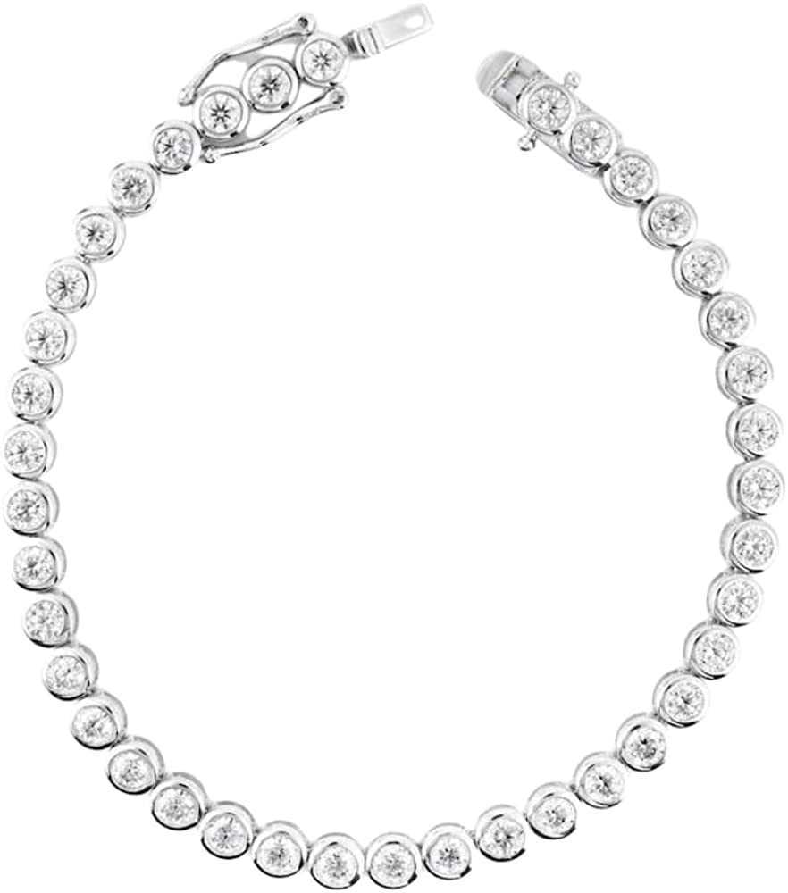 

TwoBirch Sterling Silver and Moissanite Bezel Set Tennis Bracelet (3MM)