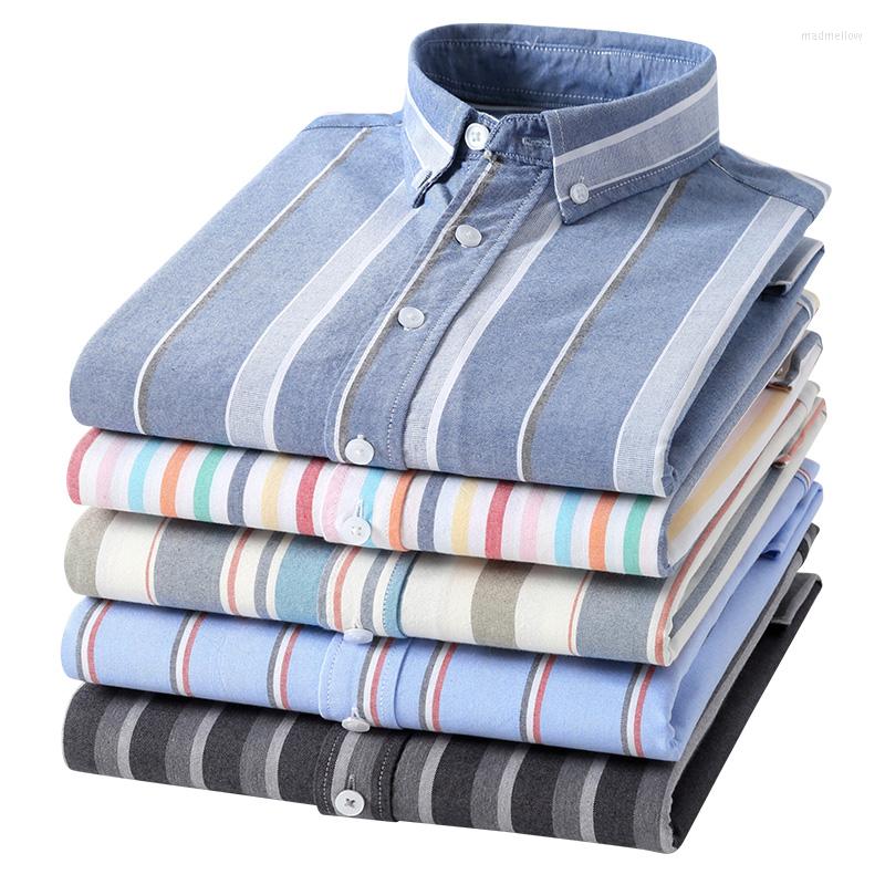 

Men's Casual Shirts 2023 Pure Cotton Mens Oxford Striped Plaid Business High Quality Long Sleeve Shirt For Man Button Up, 2113