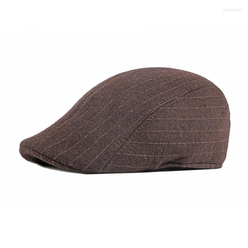 

Berets Autumn Winter Polyester Striped Sboy Caps Flat Peaked Cap Men And Women Painter Beret Hats 58, Black
