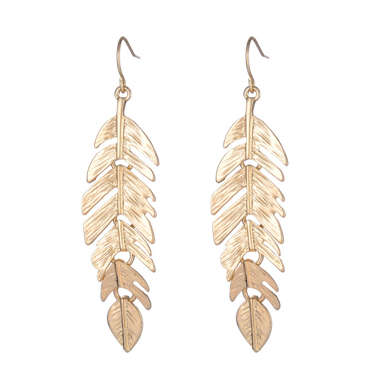 

Long Tassel Leaf Dangle Earrings Hook Earrings Flor Women Copper Gold Color Long Drop Hanging Ear rings Female Jewellry
