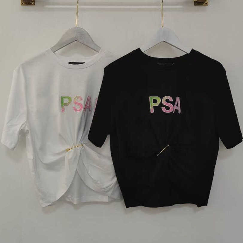 

23ss Brand t-shirt Popular slim fit Short t-shirt Korean fashion Spring and autumn versatile Embroidery white temperament Women' wear a1