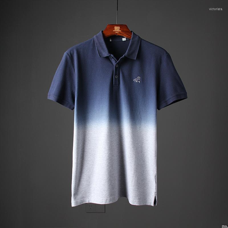

Men's Polos Mens Custom Slim Fit Mesh Gradual Color Patchwork Shirt, 92g0020