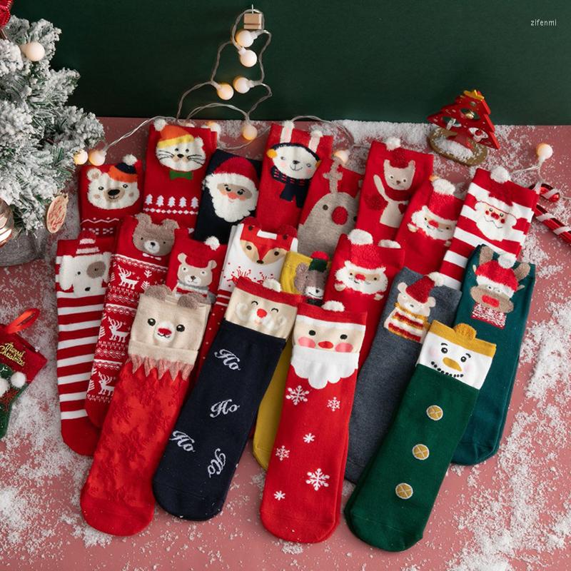 

Women Socks Fitshinling Cartoon Kawaii Christmas Year Red Green Winter Calcetines Mujer Santa Claus Party Happy Chaussette Xmas, Style 1