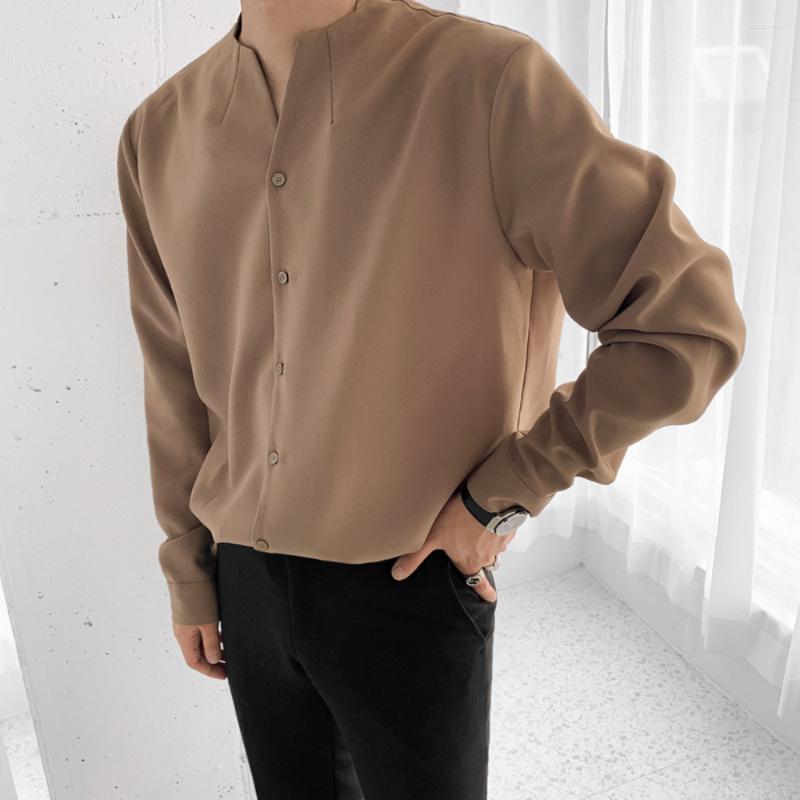 

Men's Casual Shirts Men's Shirt Korean Style Slim Fit Harajuku Long Sleeve Men Women Tops Design Colloar Personality Handsome, Black