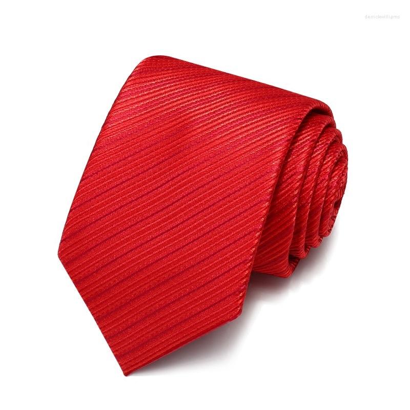 

Bow Ties 2023 Brand Fashion High Quality Men 7CM Red Pinstripe Necktie Wedding Party Work Formal Suit Neck Tie For With Gift Box