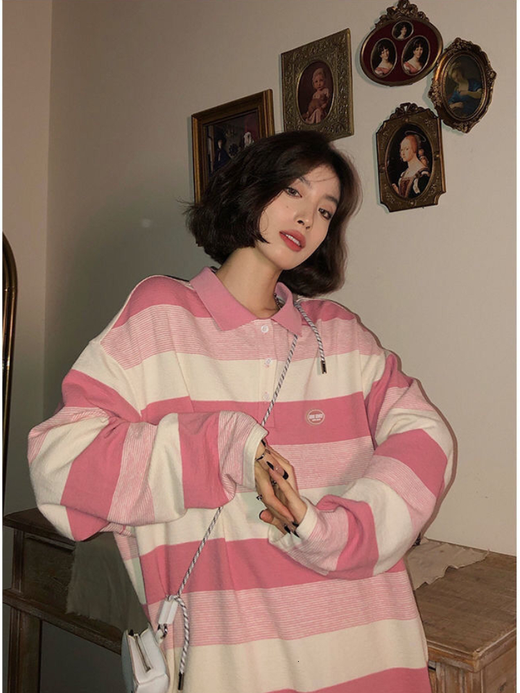 

Women' TShirt Deeptown Pink Striped Tshirts Women Harajuku Korean Fashion Oversize Long Sleeve T Shirts Kawaii Preppy Style Basic Tees 230217, Beige