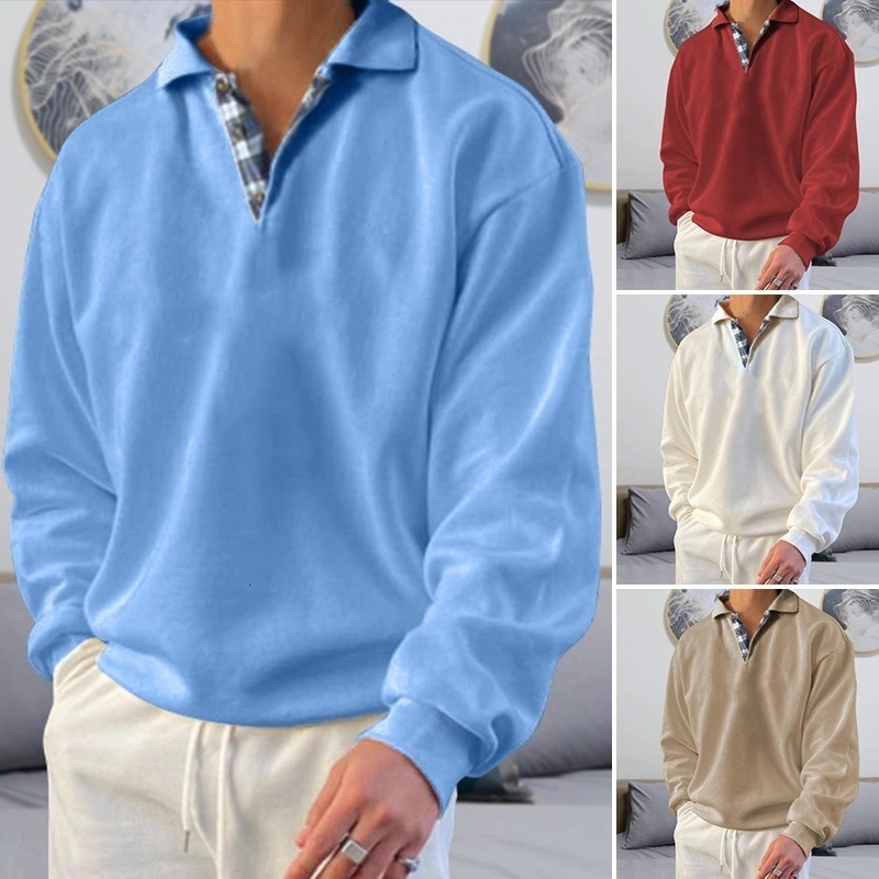 

Men's Tracksuits Butemoda Sweatshirts Ocean River Polos Gentleman Cotton Casual Solid Spring Autumn Turndown Collar Tops 230217, White