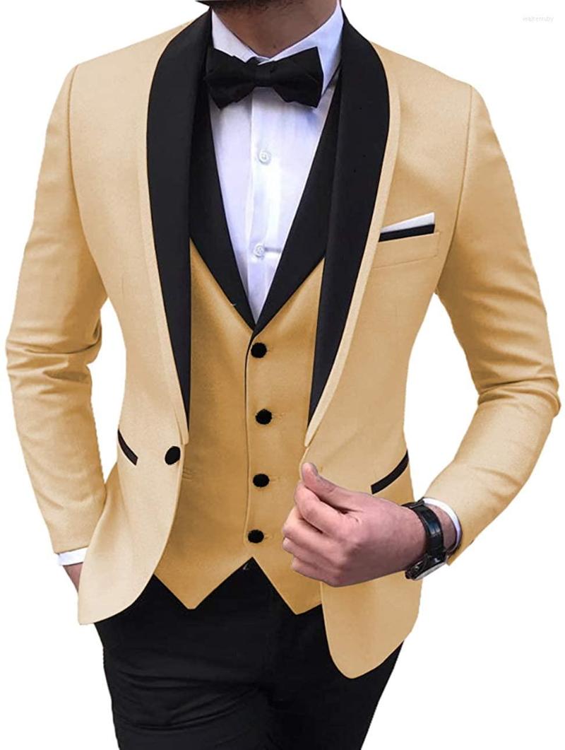 

Men's Suits Men's Suit Wedding Groom 3 Pieces Blazers Slim Fit For Men Costume Business Formal Party(Blazer Vest Pants), Hunt green