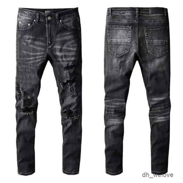 

2023 Designer Mens Jeans Hip-hop Fashion Zipper Hole Wash Jean Pants Retro Torn Fold Stitching Men Design Motorcycle Riding Cool Slim Pantk0ts, No.9