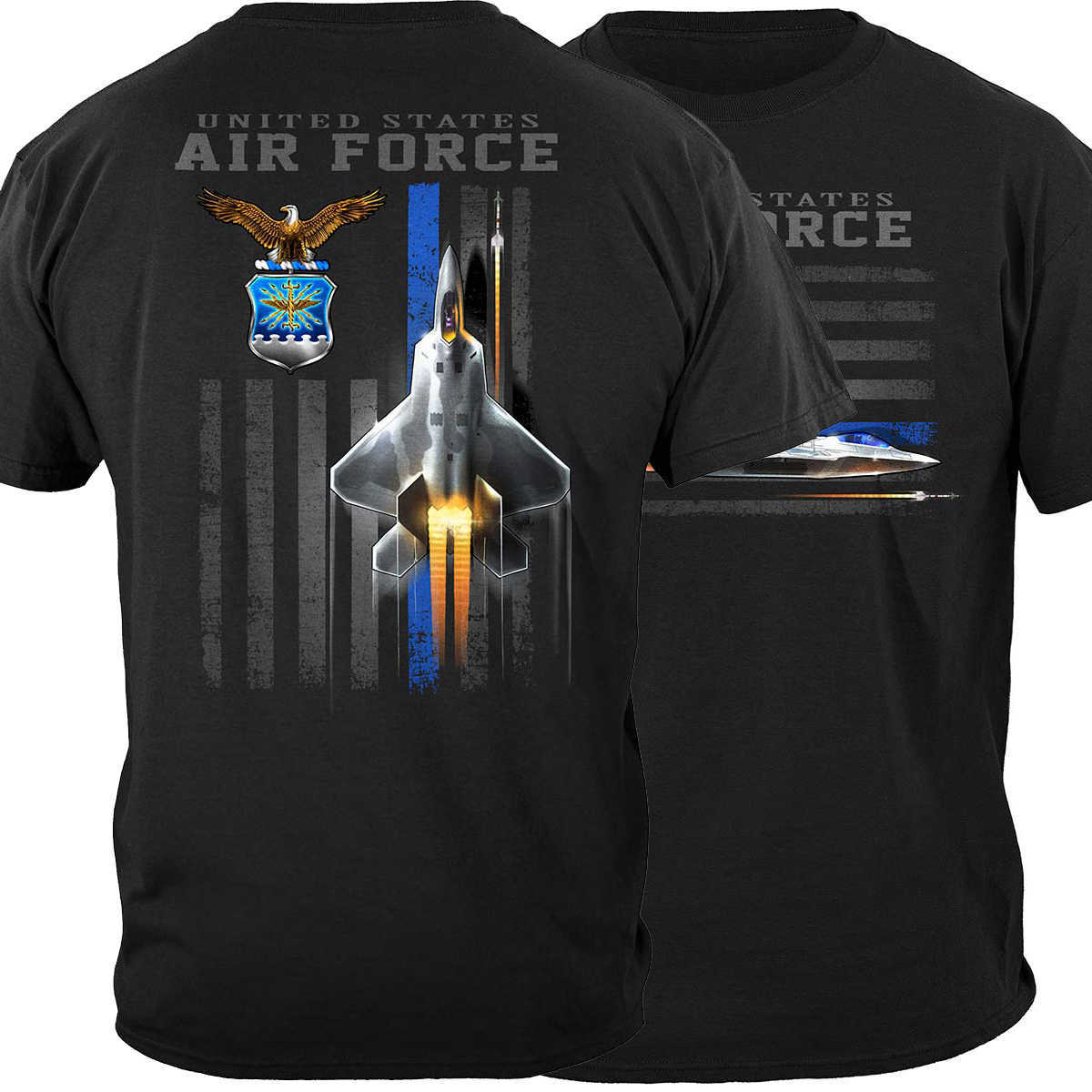 

Men's T-Shirts Bald Eagle Crest and Shield American Flag Jet Fighter US Air Force T-Shirt. Summer Cotton O-Neck Short Sleeve Mens T Shirt New L230217, Black
